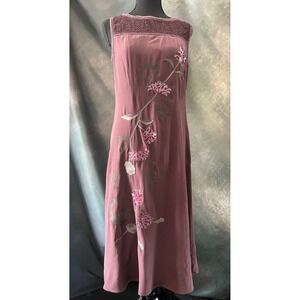 Sundance Dress‎ Size 6 Silk Blend Embroidered Floral Lace Trim Sleeveless
